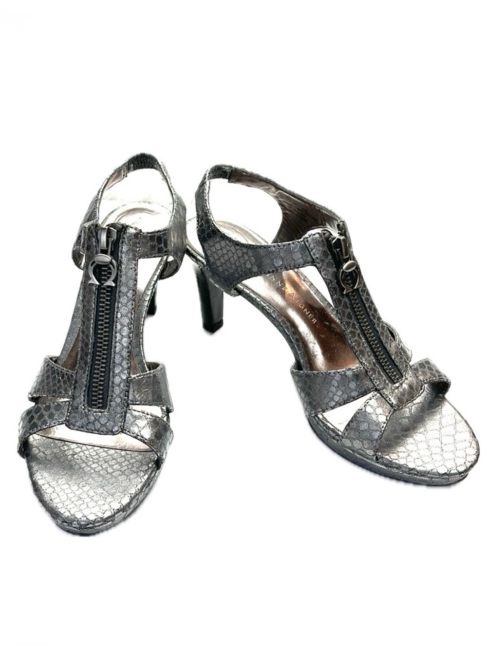 ETIENNE AIGNER ZIPPER ACCENT HEELS